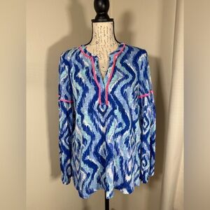 Lilly Pulitzer Blue and White Cotton Fabric